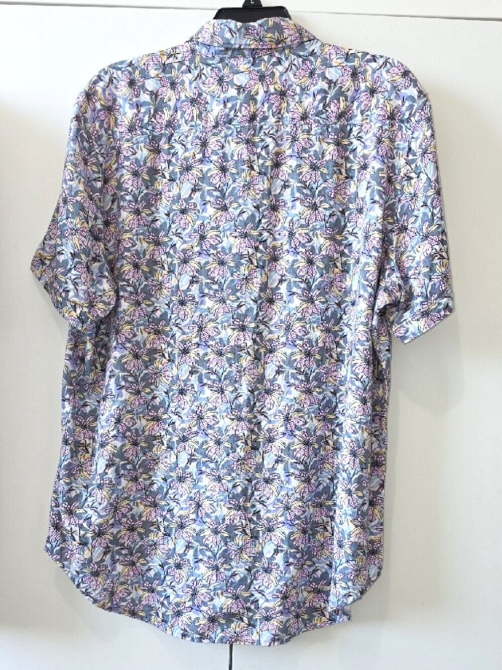 Robert Graham Mens Large Light Blue Floral Short Sleeve Button-Down Shirt - Picture 2 of 13